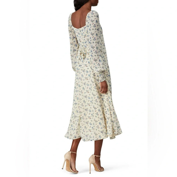 RTR Sweet Baby Jamie Floral Flowy Midi Dress Prairie Cottagecore Boho Garden SzS - Picture 2 of 13